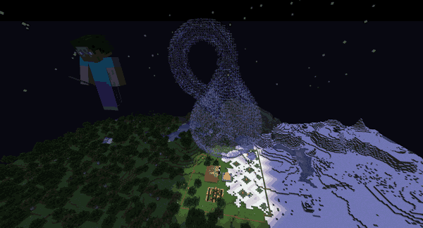 Klein Bottle in Minecraft at night