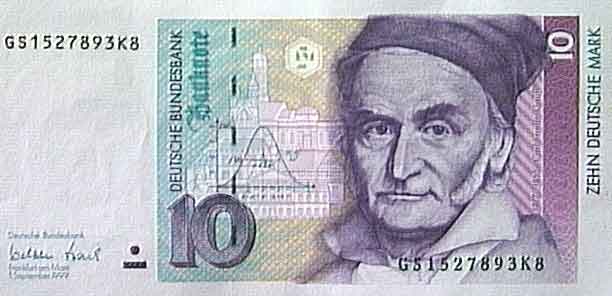 Portrait of Gauss really a 10 Deutsche Mark banknote