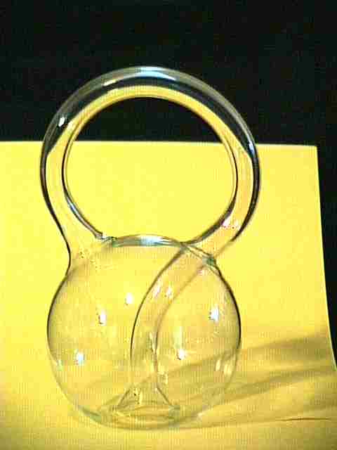 A Question Mark Klein bottle made by Cliff Stoll